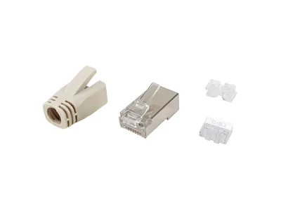 Produktbild von Equip Cat.6A RJ45 Geschirmter Stecker-Satz, 100 Stück pro Packung, RJ-45, Edelstahl, Transparent, Weiß, Männlich, Gerade, Cat6a, Gold