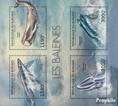 Produktbild von Briefmarken Burundi 2012 Mi 2838-2841 Kleinbogen (kompl.Ausg.) postfrisch Wale