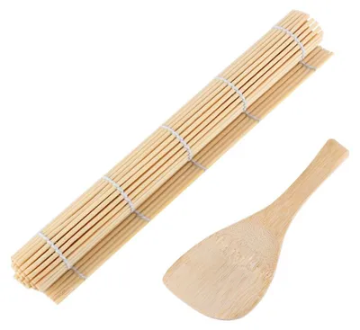 Sushi-Maker-Set: Bambus-Rollmatte & Reisschaufel, 2-teilig
