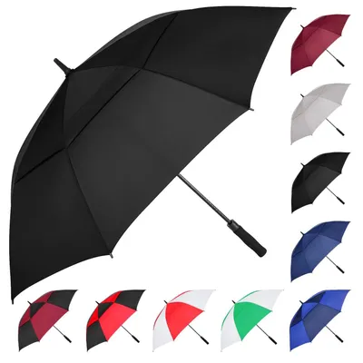 Image de Parapluie de golf, 172,7 cm, noir, résistant au vent, ouverture automatique, pour hommes et femmes