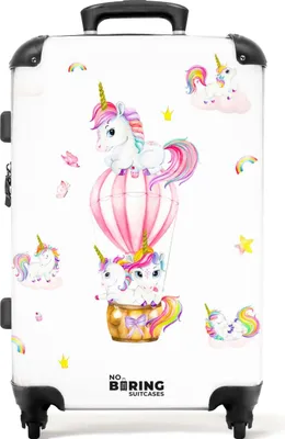 Produktbild von NoBoringSuitcases.com® - Kinderkoffer Mädchen Einhorn - Rollkoffer Kind - 20 kg GepäckKoffer Mittelgroß 67x43x25 cm, 72L,