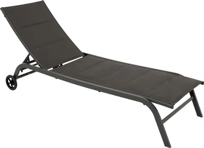 Produktbild von DEGAMO Gartenliege Rollenliege Sonnenliege RIVA, Stahl + Kunstgewebe mit Polsterung, grau