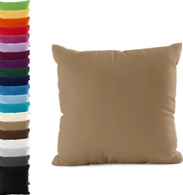 Produktbild von DOPPELPACK Kissenbezüge 80x80cm JERSEY Kissenbezug 100% Baumwolle 160gr/m² Kissenhülle Kissen, Farbe: Beige