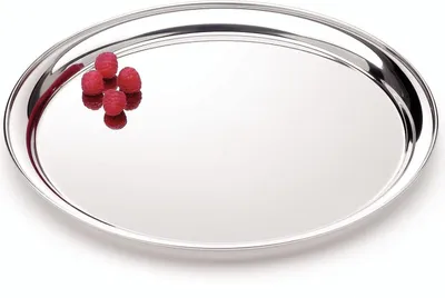 Produktbild von Serviertablett Buena, rundes Edelstahltablett mit 30 cm Durchmesser, spülmaschinenfest und aus rostfreiem Edelstahl