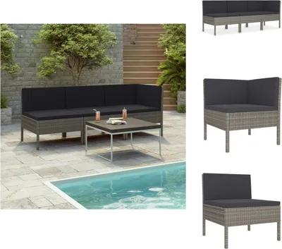 Produktbild von vidaXL 3-tlg. Garten-Lounge-Set mit Auflagen Poly Rattan Grau -  Gartenmöbel-Sets