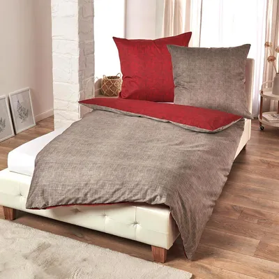 Produktbild von Traumschlaf Mako-Satin Wendebettwäsche Texture Kissenbezug einzeln 40x80 cm rot