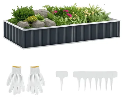 Imagen del producto de Cama de jardín, acero duradero, diseño que ahorra espacio, color gris, 174 x 90 x 30 cm