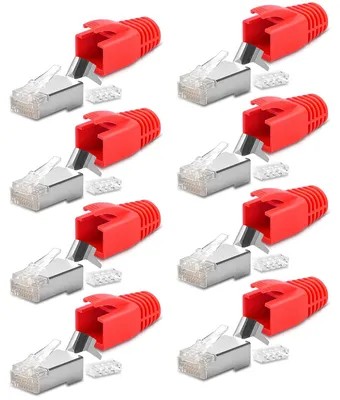 Produktbild von Netzwerk Stecker CAT7 CAT6A CAT6 CAT5 RJ45 8x Stecker Verlegekabel Knickschutz