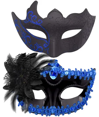Image de Lot de 2 masques vénitiens pour Halloween et fêtes