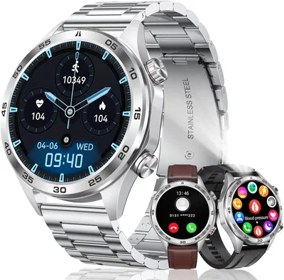 Produktbild von MEGALITH Smartwatch Herren 1.52" HD Display, Telefonfunktion, 100+ Sportmodi, Blutdruck & Herzfrequenz, Fitness Uhr IP67