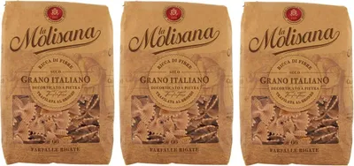 Produktbild von 3x La Molisana Pasta Integrale Farfalle Rigate n°66 Vollkornnudeln Vollkornpasta,100% italienischer Weizen,Bronzepaste 500g Packung + Italian Gourmet Polpa di Pomodoro 400g Dose