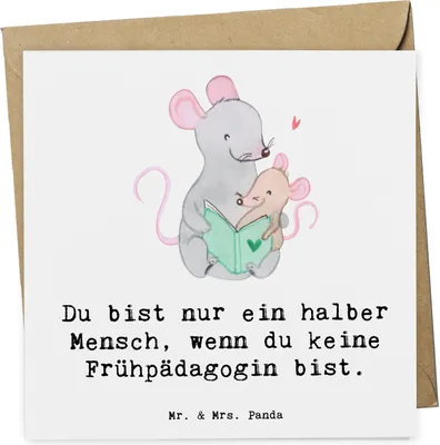 Produktbild von Mr. & Mrs. Panda Grußkarte Frühpädagogin Herz - Weiß - Geschenk, Ausbildung, Klappkarte, faltkarte, Glückwunschkarte, anlasskarte, Lustig, Studium, doppelkarte, Spruch