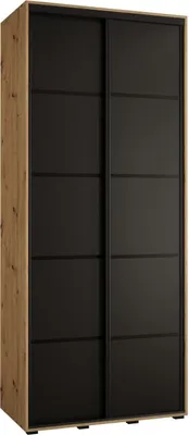 Produktbild von MEBLE KRYSPOL Cannes 4 Schrank mit 2 Schiebetüren - 205,2x110x45 cm - Artisan Schwarz Schwarz