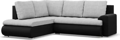 Produktbild von Links Ecksofa mit Schlaffunktion Foresta, Ottomane, Grau + Schwarz