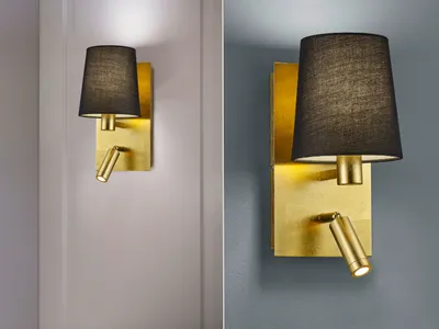 Produktbild von Trio Leuchten Marriot 271470279 Wandleuchte, Metall, Gold, Stoffschirm Schwarz,