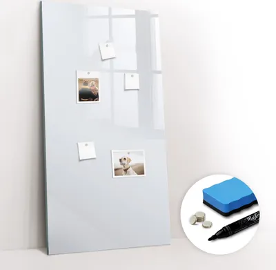 Produktbild von Magnetpinnwand Memoboard - Zubehörsatz - Schwarzer Marker + Schwamm + Magnete - 60 x 120 cm - Farbe dunkelweiß