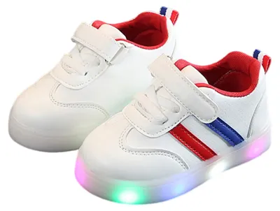 Produktbild von Leuchtende Kinderschuhe aus strapazierfähigem Kunstleder mit hellem Licht und integriertem Akku, LED-Sneaker, Größe 23 (EU), blau/rot