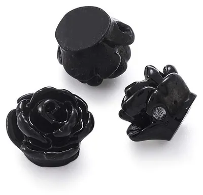 Productafbeelding van Hars kralen in de vorm van bloemen - 50 stuks - voor sieraden maken en knutselwerk - 9 x 7 mm - zwart