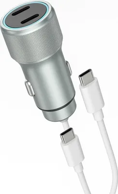 Produktbild von Autoladegerät zigarettenanzünder Schnellladegerät KFZ mit Doppel USB C und mit 2 USB Anschlüssen – Doppel Typ-C / TypC Kabel