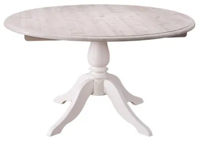 Produktbild von Casa Padrino Landhausstil Esstisch Naturfarben / Weiß Ø 130 x H. 78 cm - Massiver runder Esstisch aus Holz