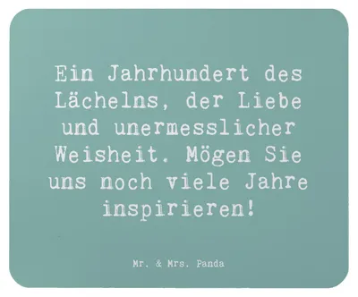 Produktbild von Mr. & Mrs. Panda Mauspad Spruch 100. Geburtstag Weisheit - Meeresbrise - Geschenk, Geburtstagsgeschenk, pc, inspirieren, mousepad, Handgefertigt, Happy Birthday, Leben
