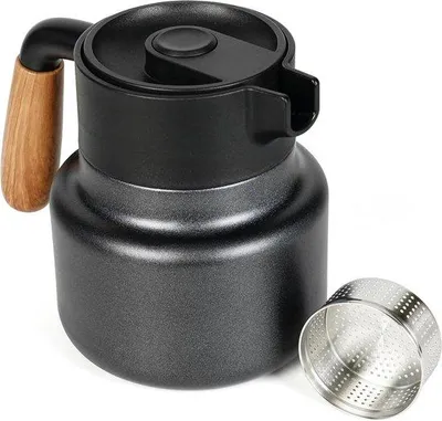 Produktbild von Edelstahl-Karaffe mit Henkel und Teesieb – 800 ml/27 oz doppelwandiger Thermobecher – Vakuumisolierter Behälter zum Warm- oder Kalthalten von Kaffee, Tee, Wasser und anderen Getränken