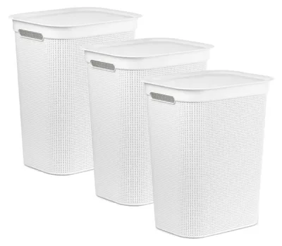 Produktbild von Rotho 3er-Set Wäschesammler 50 L Brisen - Wäschekorb 43,1 x 34 x 52,9 cm - Wäschebox mit Deckel und Griffen - Wäschetruhe groß - Wäschetonne aus Kunststoff