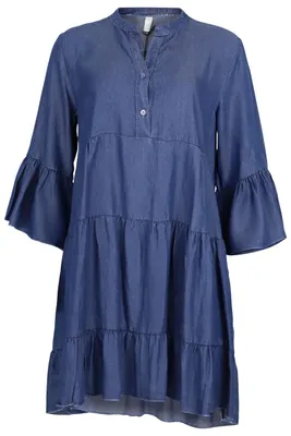 Produktbild von Malito - Damen Midi Denimkleid - Jeanskleid 3/4 Arm - atmungsaktives Sommerkleid