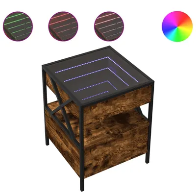 Produktbild von Nachttisch mit Infinity-LED Räuchereiche 40x40x51 cm