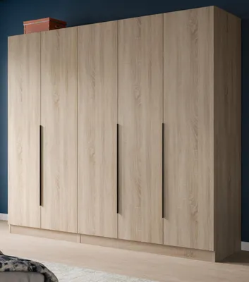 Produktbild von Kleiderschrank "Swan" in Sonoma Eiche Drehtürenschrank 5-türig 200 x 181 cm