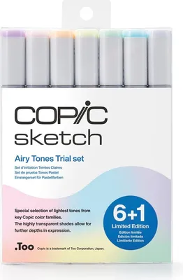 Image de COPIC Sketch double face Pinceau & Ciseau 6+1pcs, tons aériens