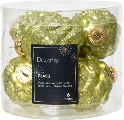 Productafbeelding van Denappel glas d5h7 cm pstch ass 6st kerst Decoris