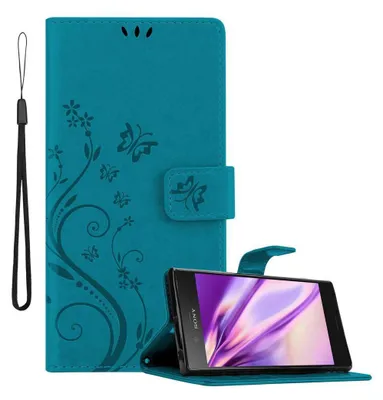 Obrázek produktu pro Cadorabo Pouzdro pro Sony Xperia XZ1 Ochranný kryt v modré barvě Kryt na mobilní telefon Pouzdro Flowers Flower