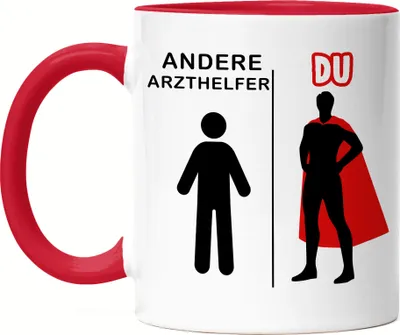 Produktbild von Andere Arzthelfer Du Tasse Rot  Superheld Mein Held Dankeschön Geschenkidee Lustig Humor