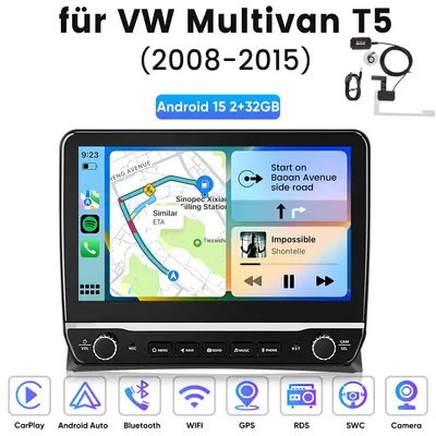 Obrázek produktu pro Autorádio Hexinex Android 15 pro VW Multivan T5 (2008–2015) 2 GB + 32 GB, WiFi, DAB+, CARPLAY