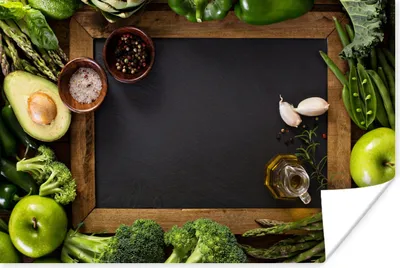 Produktbild von MuchoWow® Poster Obst - Kreidetafel - Gemüse 180x120 cm - Fotoplakat