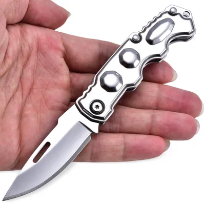 Obrázek produktu pro Skládací nůž, nerezová ocel, dvouruční, vhodný pro každodenní nošení, stříbrný, 15 cm