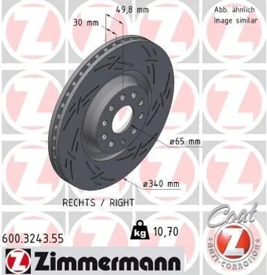 Produktbild von ZIMMERMANN Bremsscheibe Vorne Rechts für VW Golf VII Schrägheck (5G1, BQ1, BE1, BE2) 340mm 600.3243.55