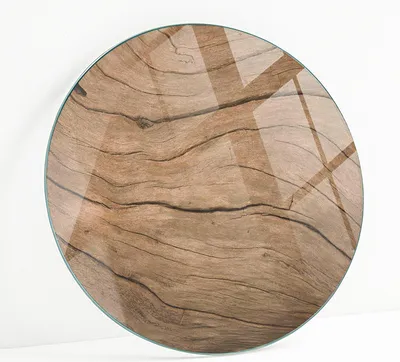 Produktbild von Bedruckte Glas Tischplatte Fi 90 cm – Glasplatte mit Motiv – Esstischplatte bedruckt – Sicherheitsglas mit Druck – Tischplatte Ersatz – pflegeleicht – modern – dekorativ – Motivglas – Glastisch modern – Glasplatte Kunst – Glastischplatte Nachbildung –  Natürliche Holzmaserung