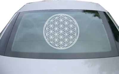 Produktbild von Indigos UG - Aufkleber Heckscheibe & Motorklappe DE6982 - silber - 600x600 mm - Blume des Lebens Baum - Auto Scheiben Fenster Heckklappe Tuning Racing JDM - Die cut