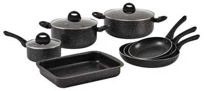 Image de Batterie de cuisine 10 pièces Tous feux dont induction Noir Herzberg HG9016-BLK