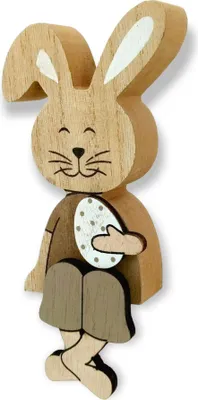 Produktbild von Holz Hase mit Osterei Kantenhocker braun 8 x 18cm Osterdeko Tisch-Deko Oster-Hase