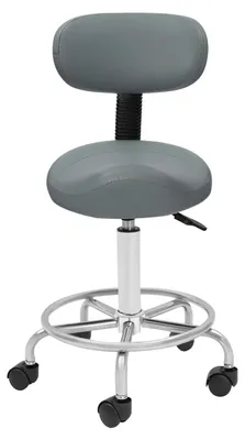 Immagine prodotto di Sedia da ufficio a sgabello - Sedia da lavoro regolabile in altezza - Altezza della seduta: 45–59 cm - Portata massima: 150 kg - Rotazione a 360° - Seduta imbottita inPoliuretano- Grigio