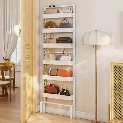 6-stufiger Tür-Organizer, verstellbar, Metall, freistehend, schlank