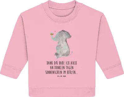 Produktbild von Mr. & Mrs. Panda Organic Baby Pullover Elefant Biene 6. - 12. Monat - Baumwolle Pink - Geschenk, Liebesspruch, Lustige Sprüche, Bullover, Liebe, Heiratsantrag