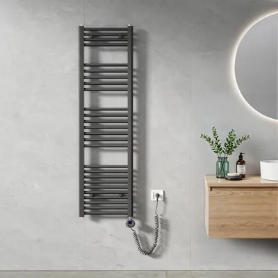 Obrázek produktu pro Heilmetz Elektrický radiátor 140 x 40 cm antracitový rovné trubky Elektrický koupelnový radiátor s časovým spínačem Bez topného tělesa