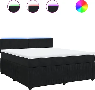 Produktbild von vidaXL Boxspringbett mit Matratze Schwarz 180x200 cm Samt