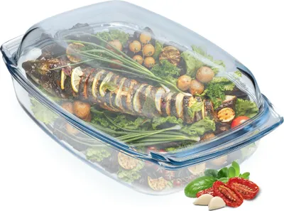 Image de Plat à gratin - Porcelaine - 5 l - Rectangulaire - Avec couvercle - Va au four