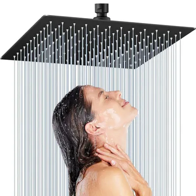 Image de Pommeau de douche pluie, forme carrée, 30x30 cm, en acier inoxydable, avec buse autonettoyante