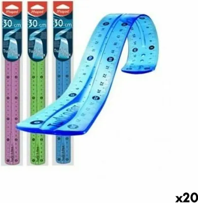 Obrázek produktu pro Sada barevných pravítek Maped Twist'n Flex 30 cm (20 kusů)